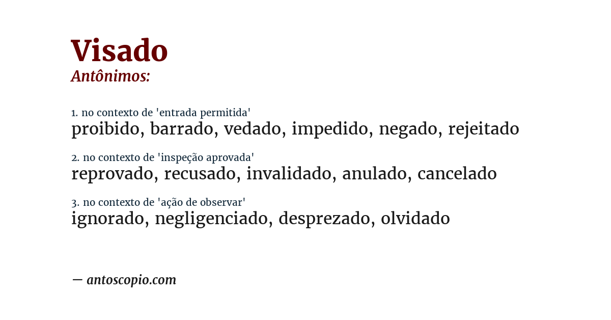 Antônimo de visado