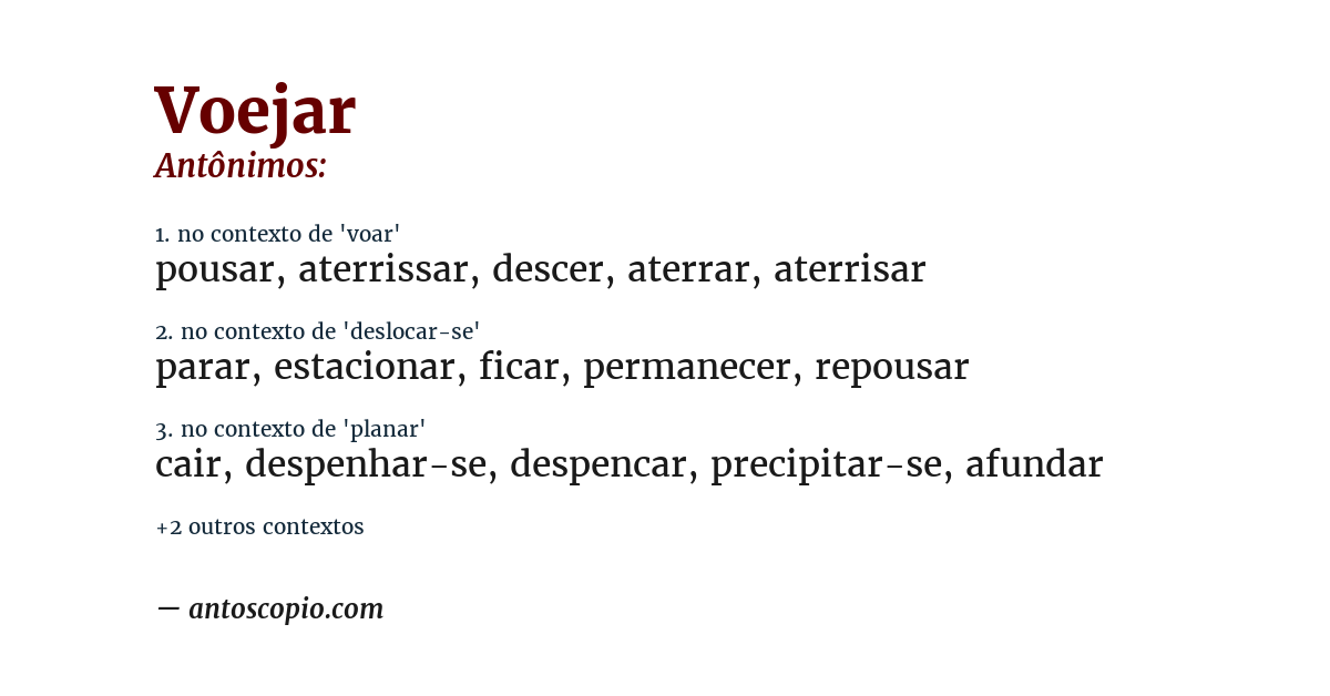 Antônimo de voejar