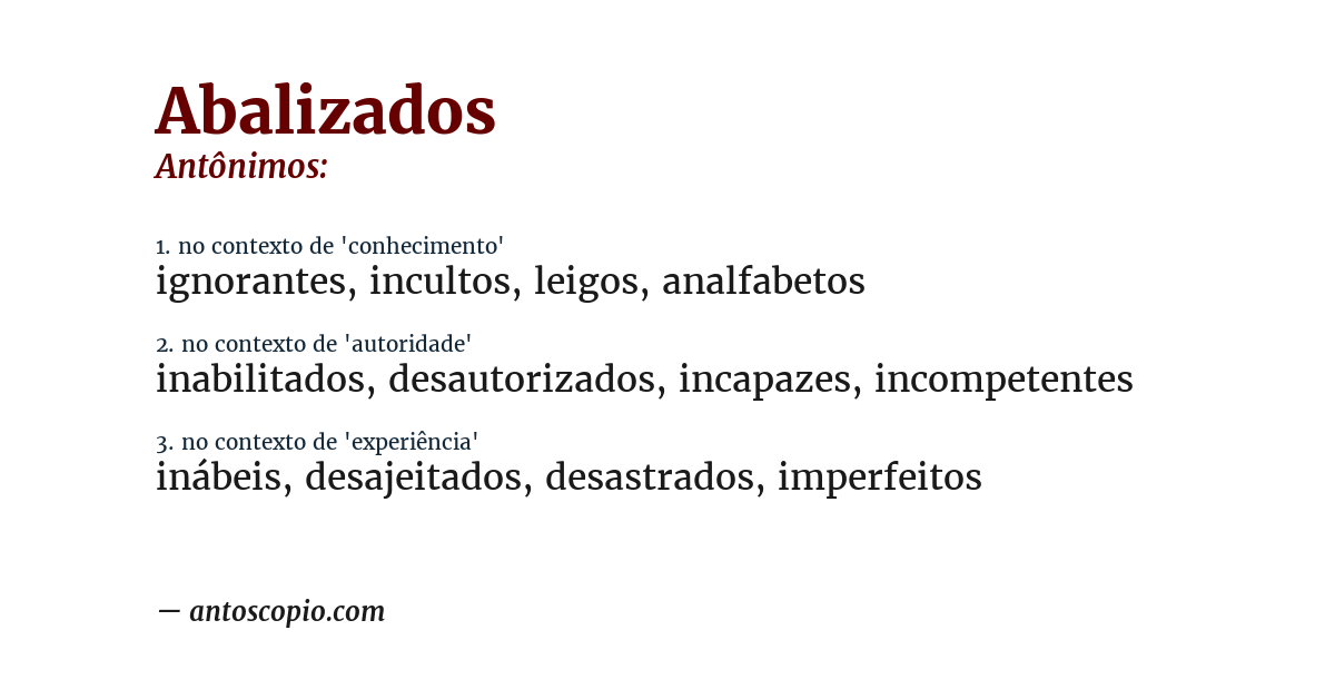 Antônimo de abalizados