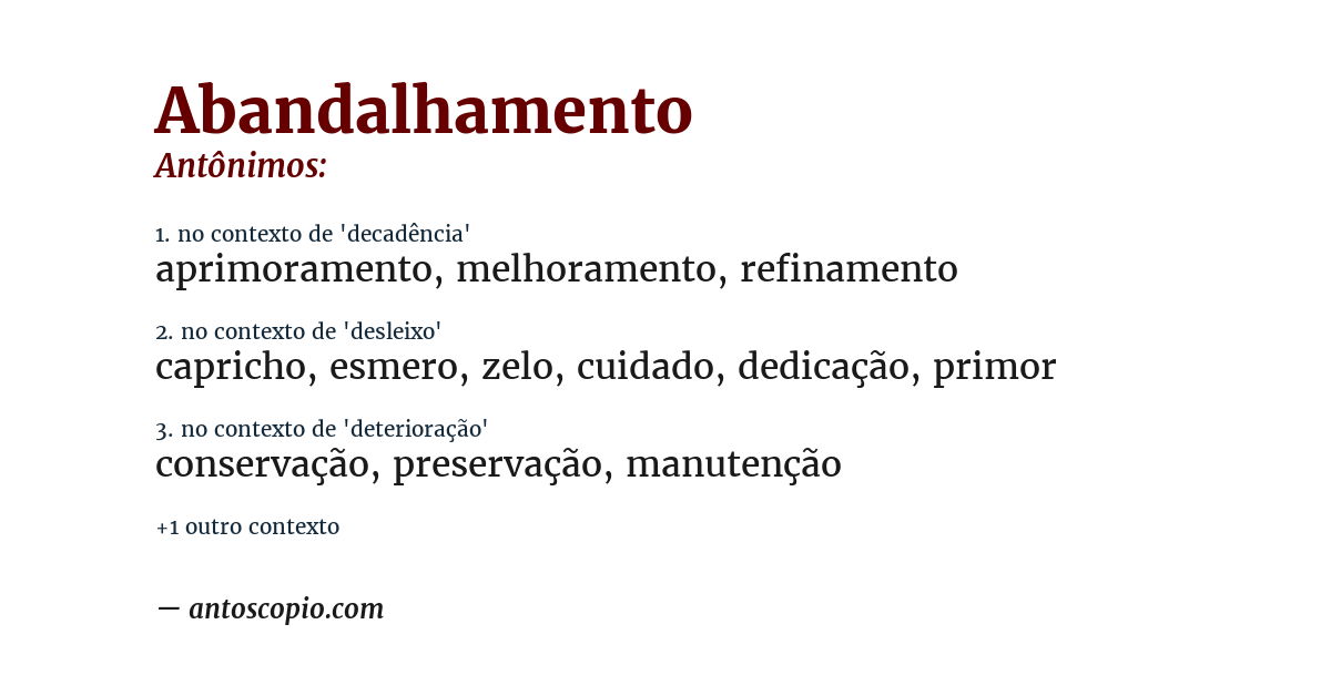 Antônimo de abandalhamento