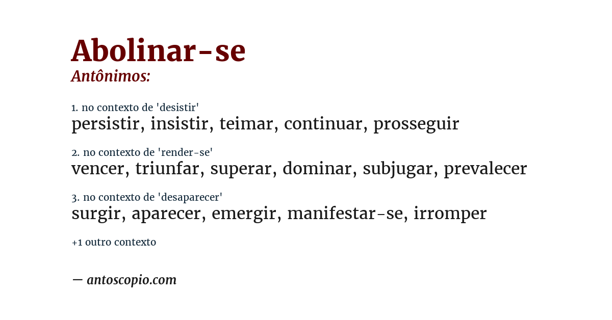 Antônimo de abolinar-se