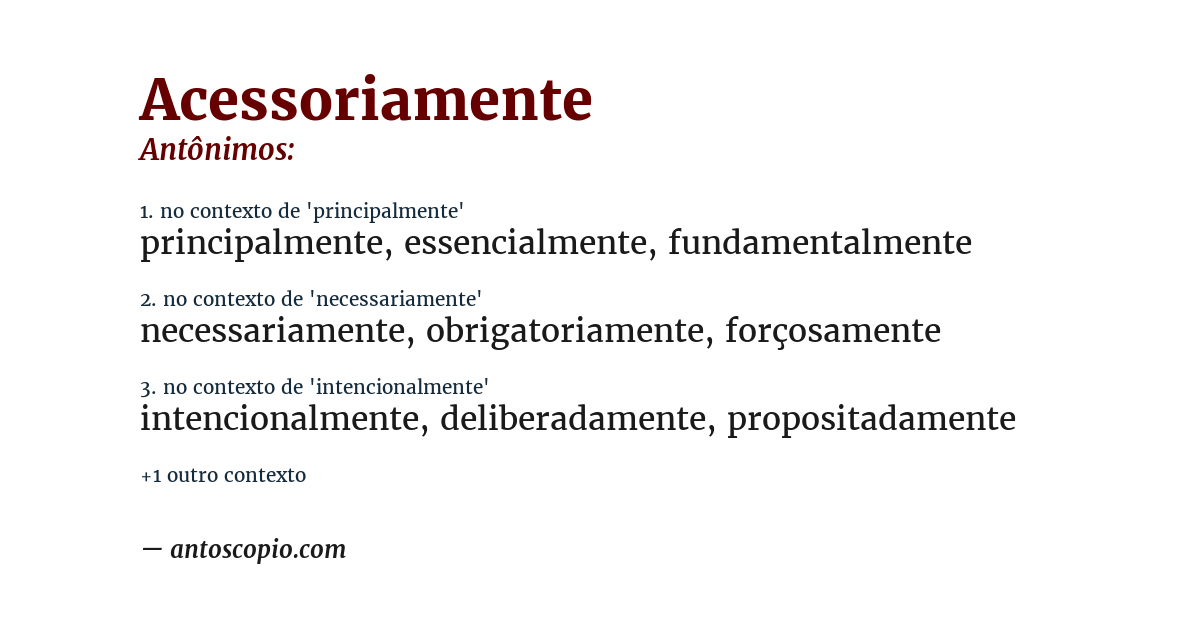 Antônimo de acessoriamente