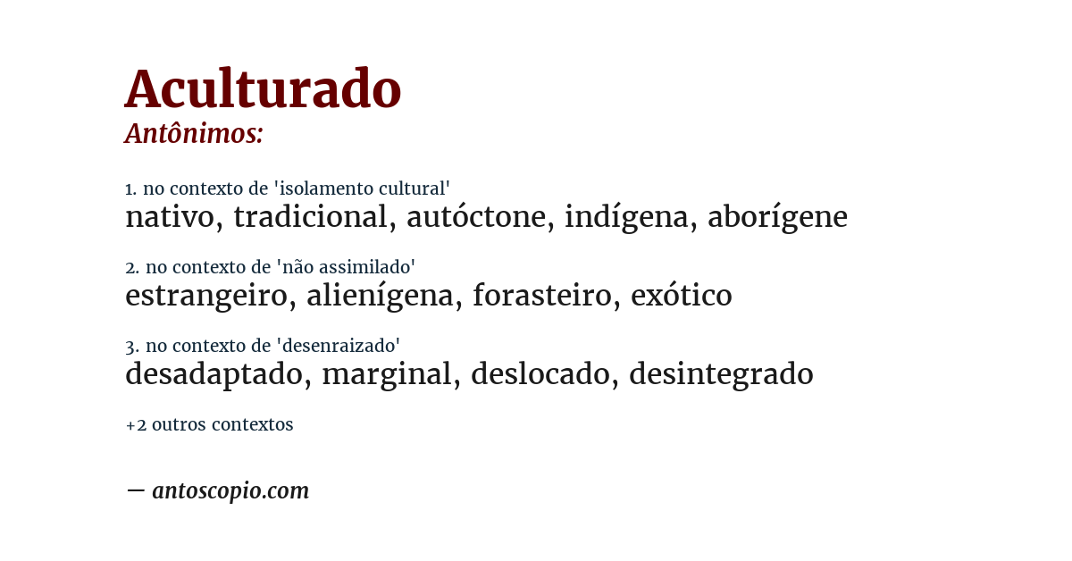 Antônimo de aculturado