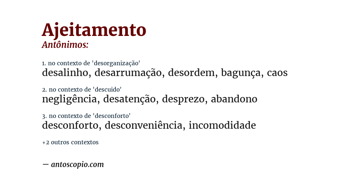 Antônimo de ajeitamento