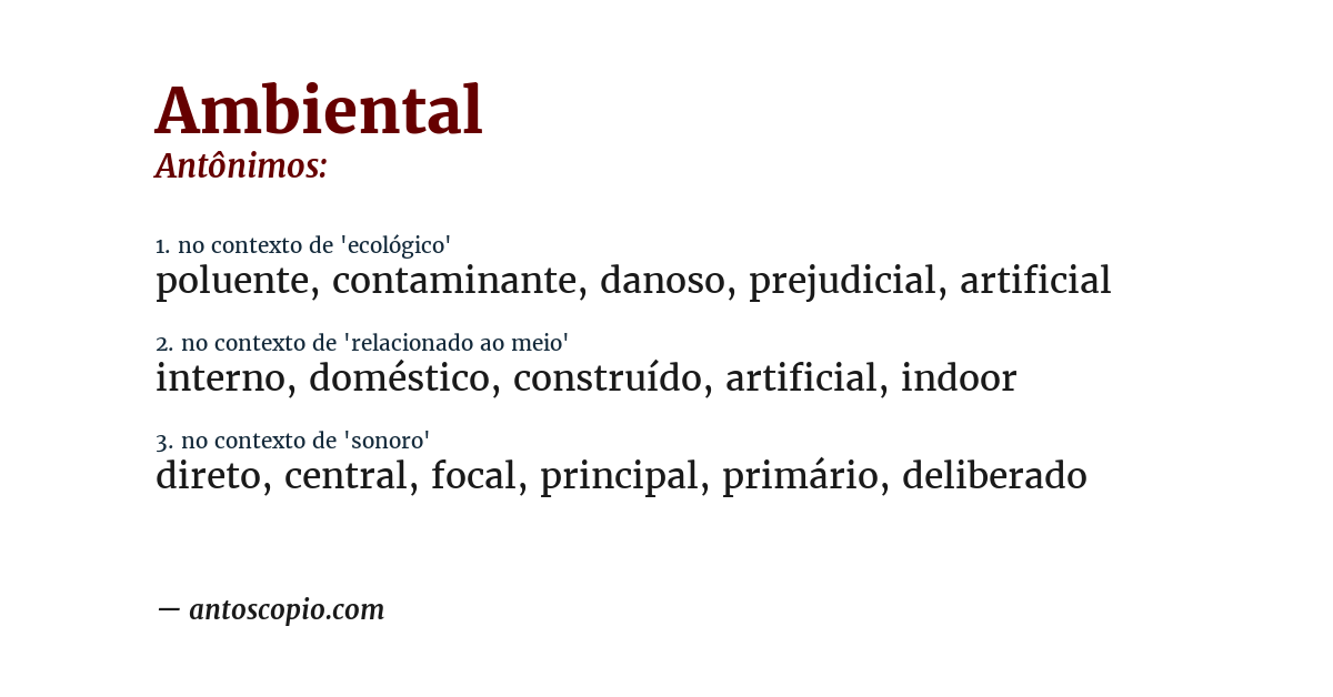 Antônimo de ambiental