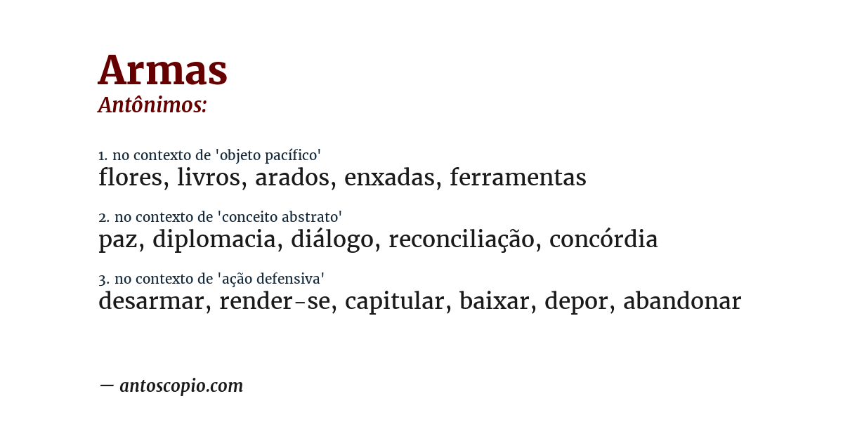 Antônimo de armas