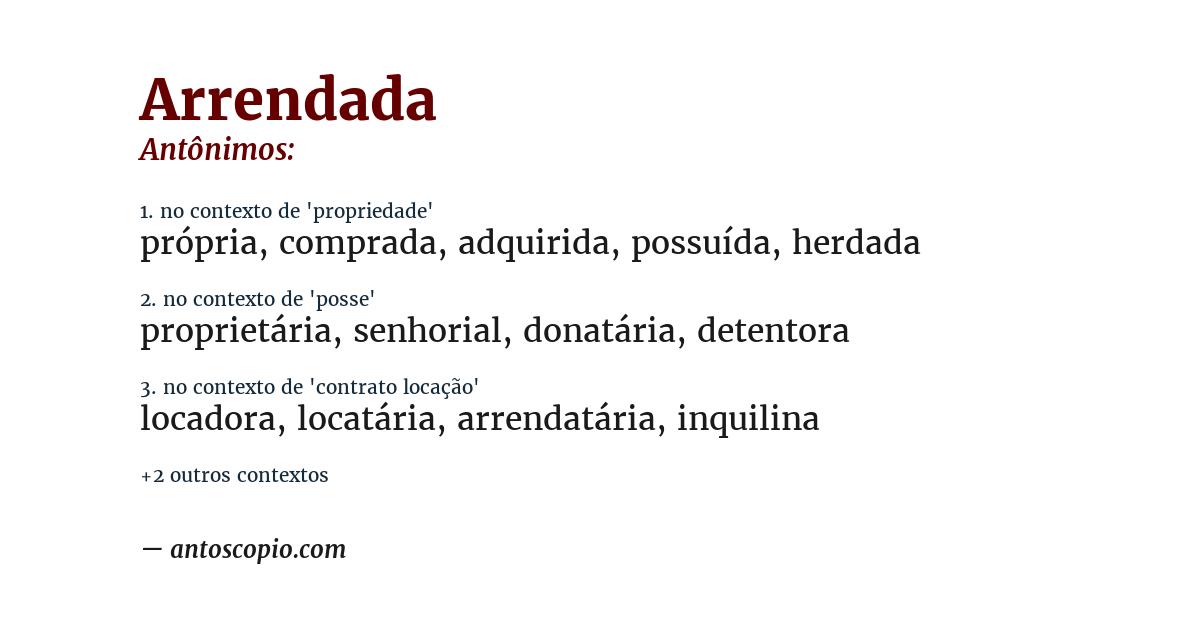 Antônimo de arrendada