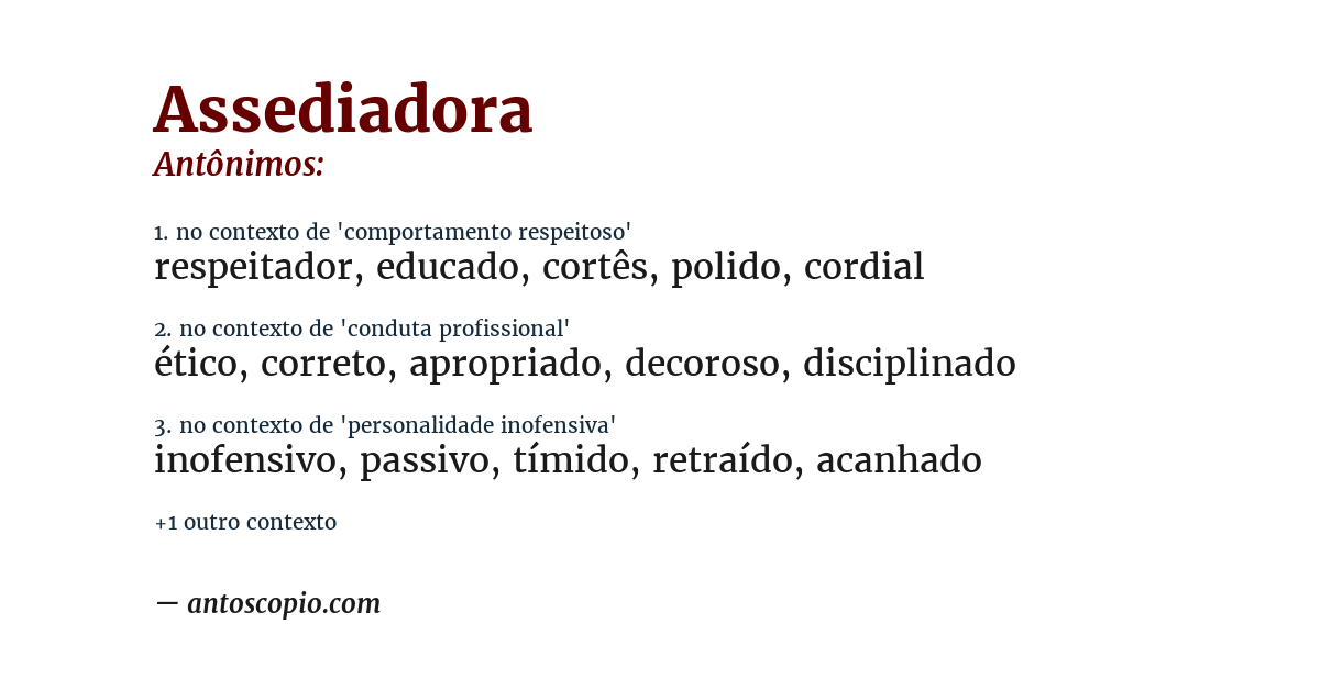 Antônimo de assediadora