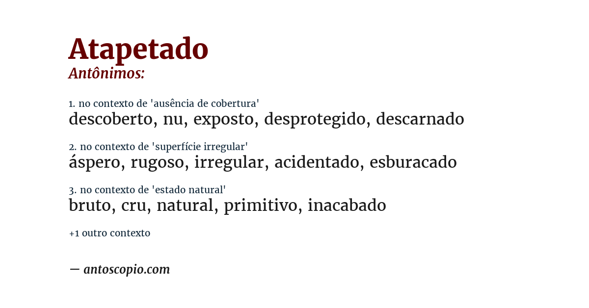Antônimo de atapetado