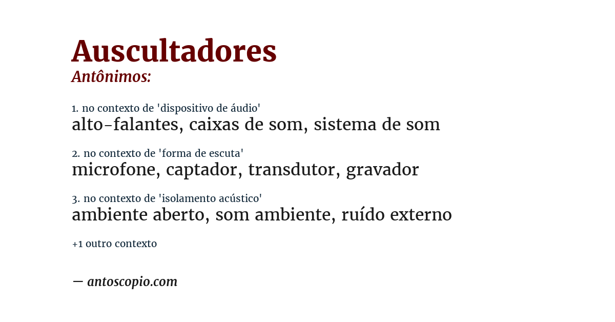 Antônimo de auscultadores