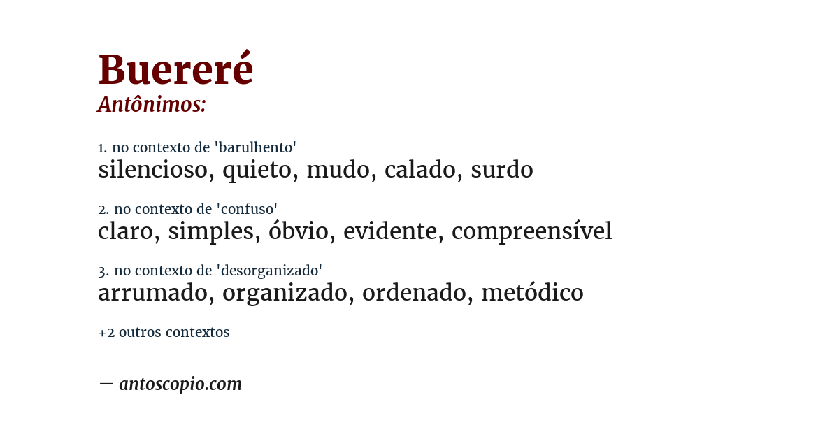 Antônimo de buereré