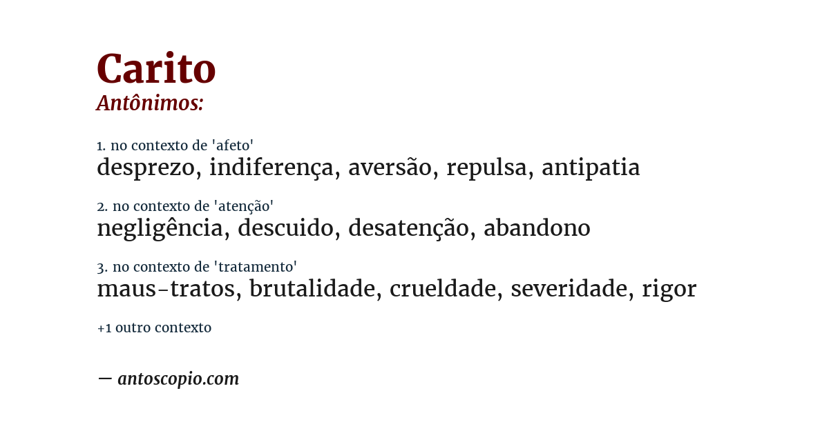 Antônimo de carito
