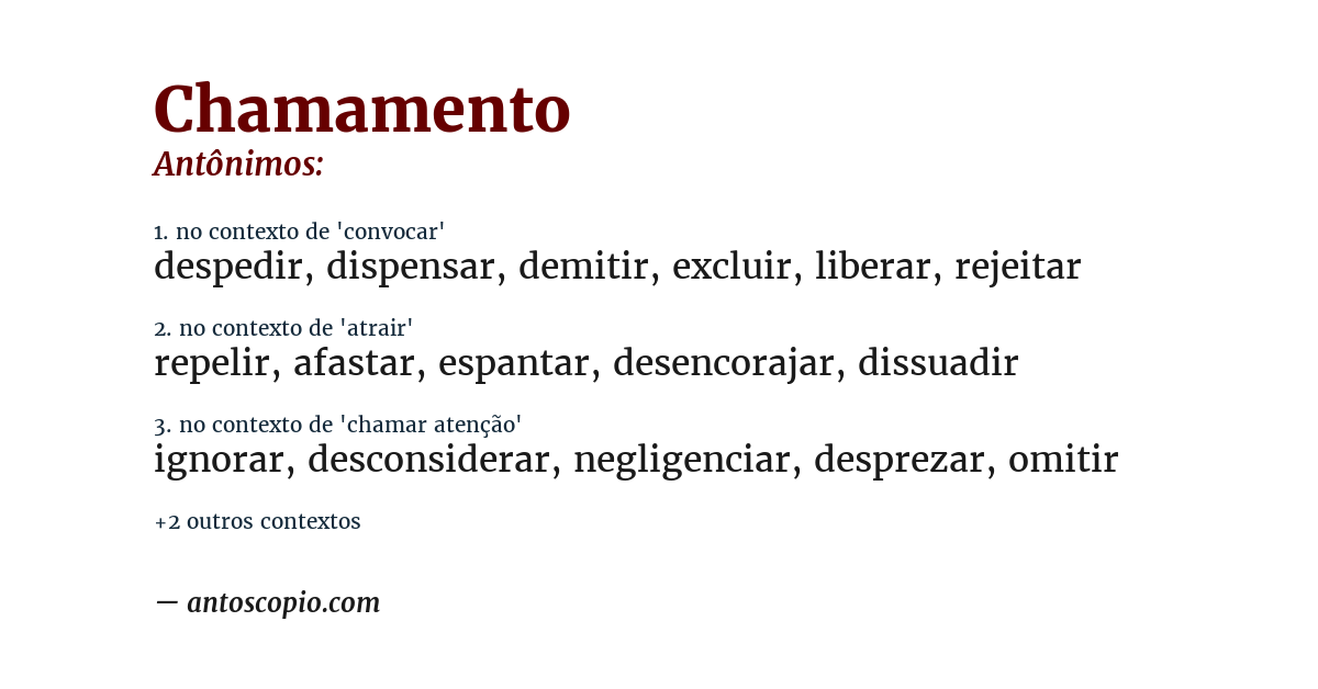 Antônimo de chamamento