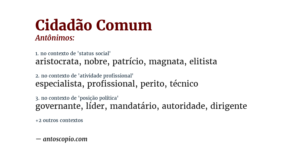 Antônimo de cidadão comum