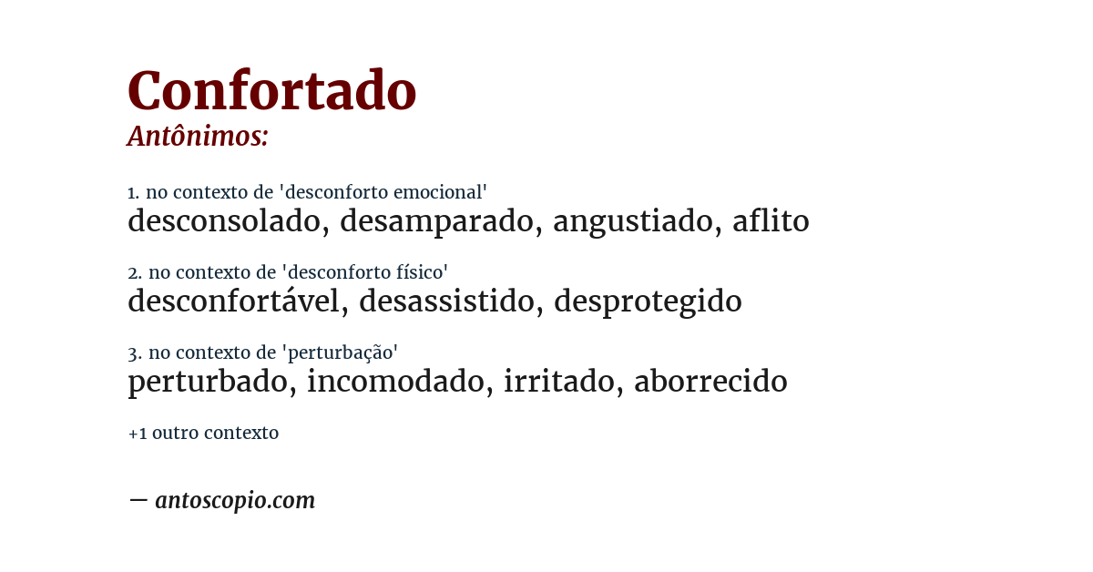 Antônimo de confortado