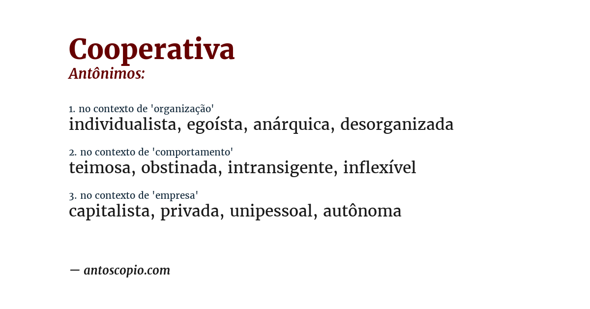 Antônimo de cooperativa