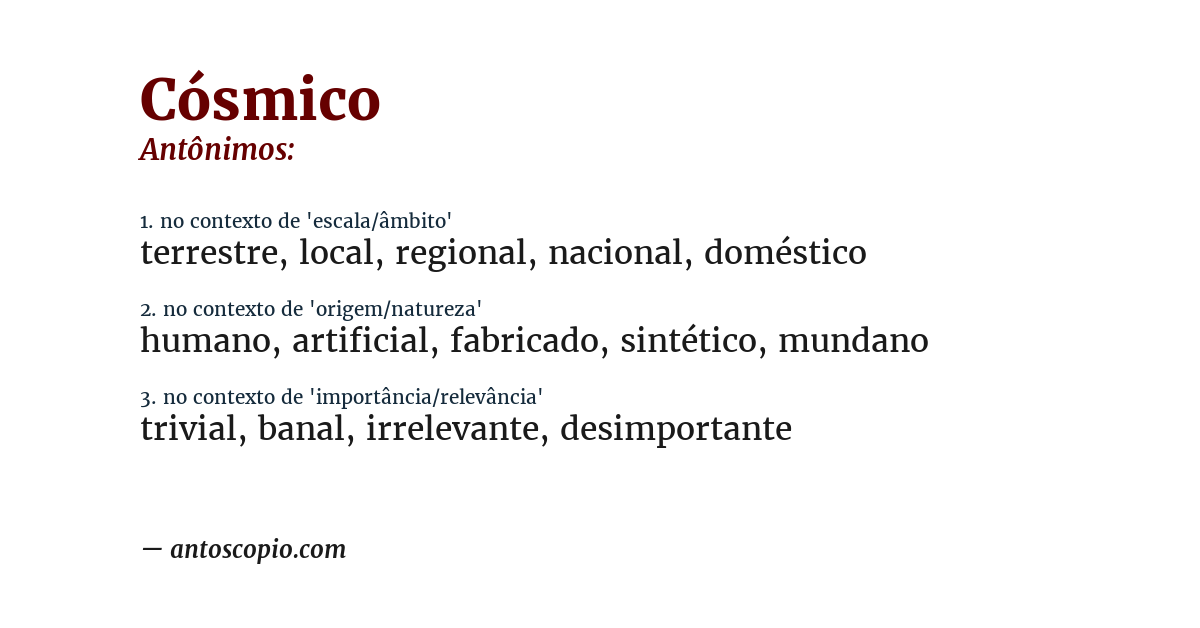 Antônimo de cósmico