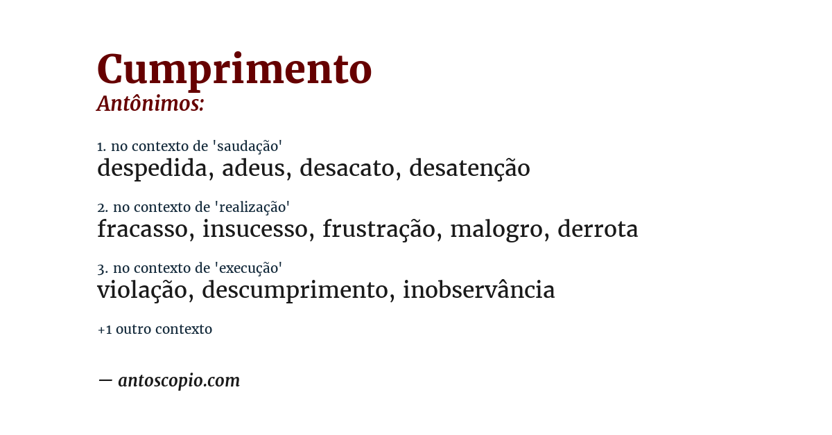 Antônimo de cumprimento