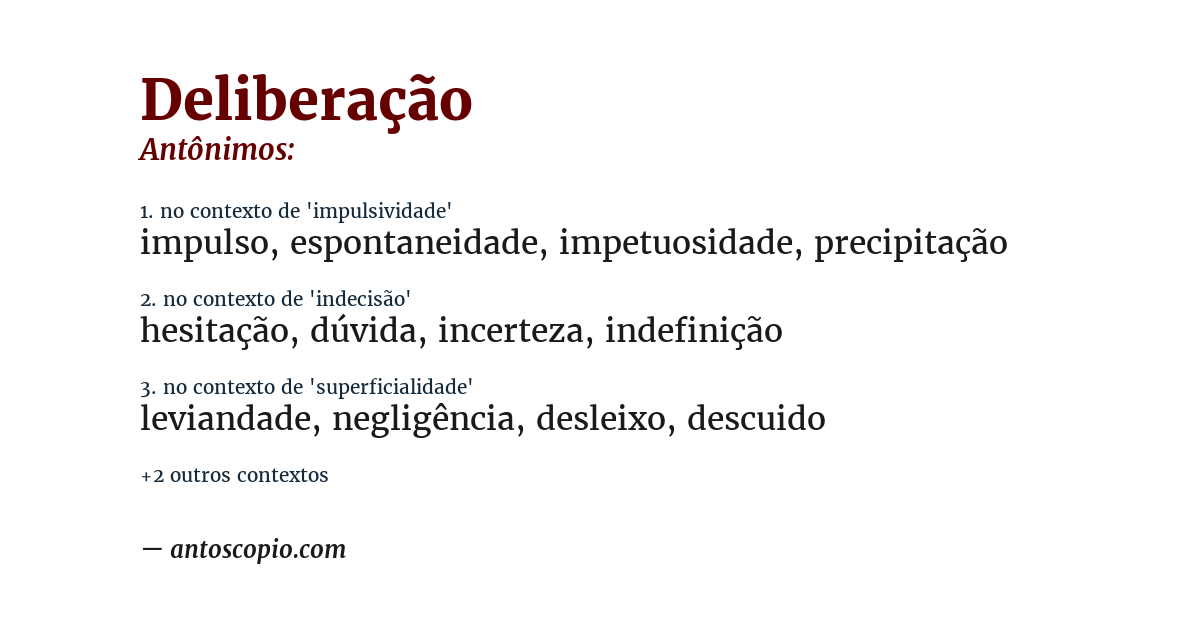 Antônimo de deliberação