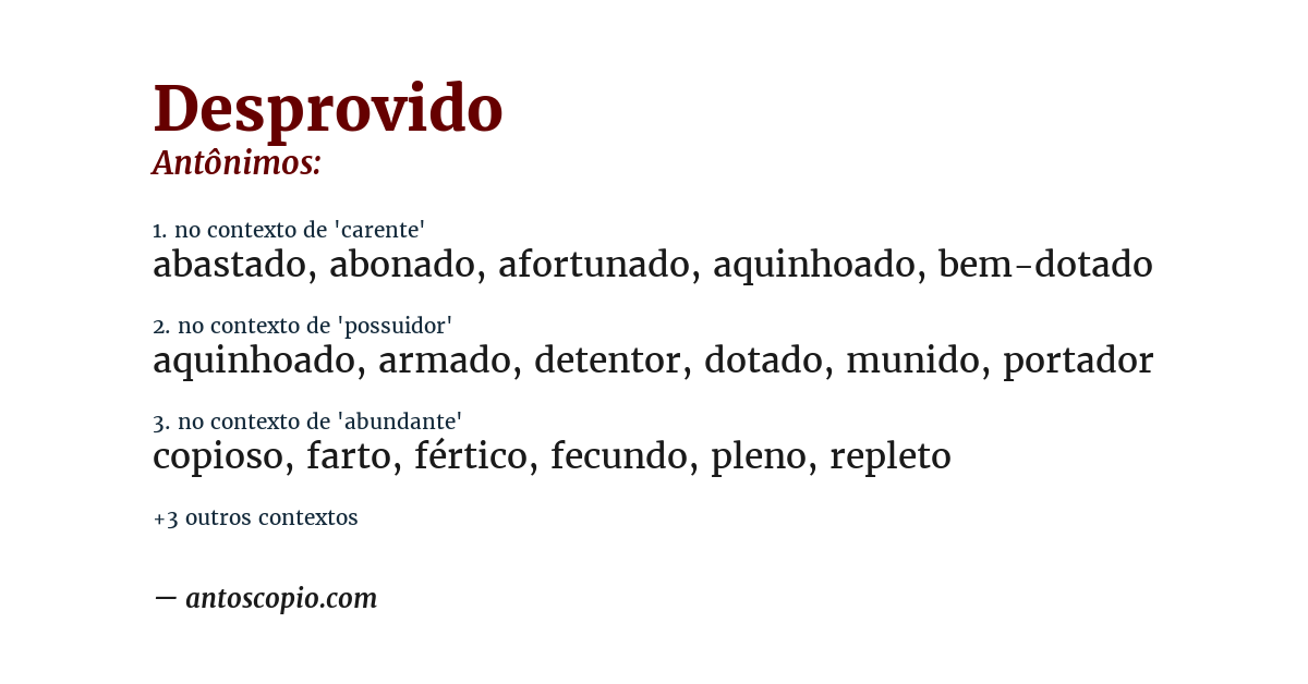 Antônimo de desprovido