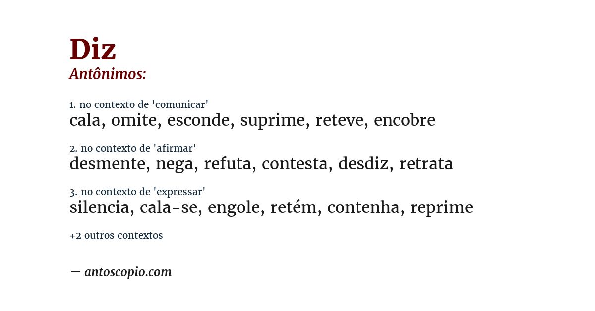 Antônimo de diz