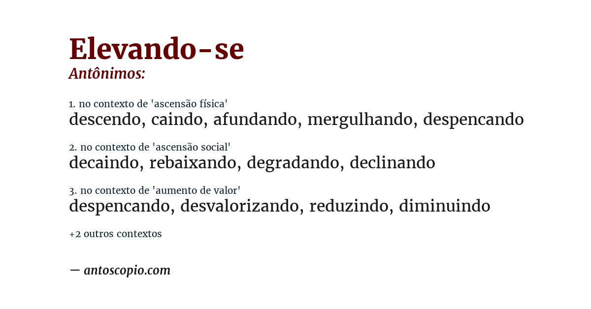 Antônimo de elevando-se