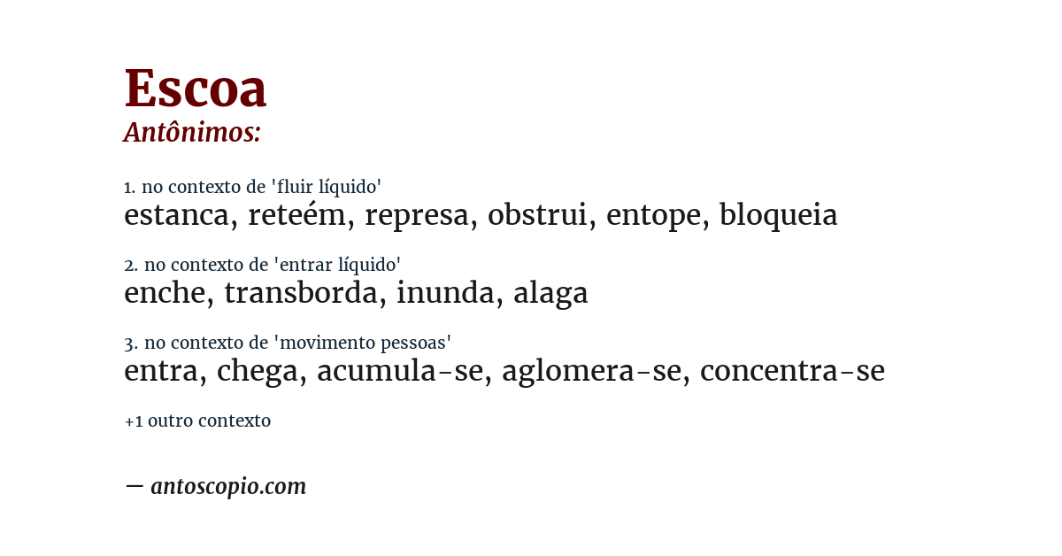Antônimo de escoa