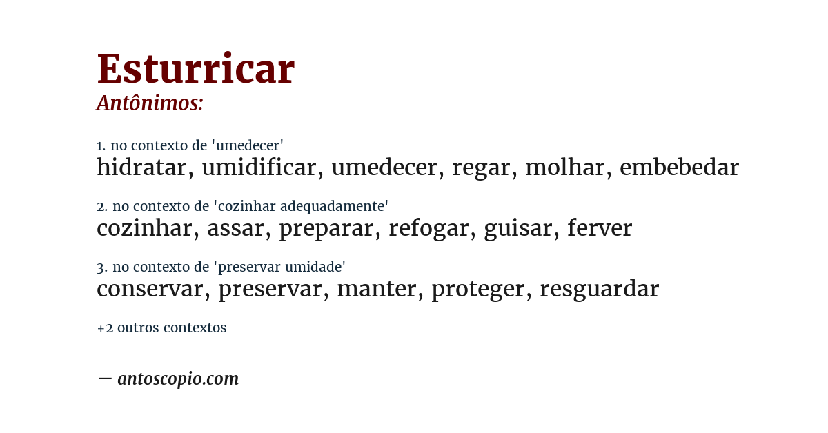 Antônimo de esturricar