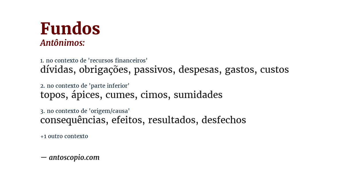 Antônimo de fundos