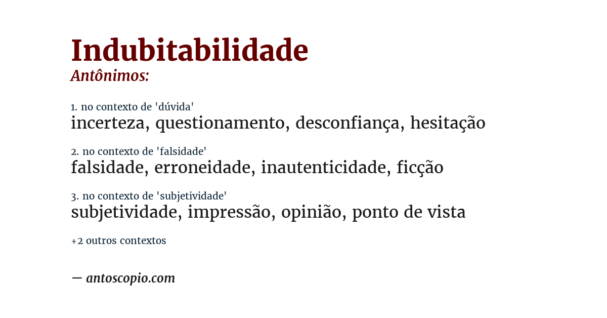 Antônimo de indubitabilidade