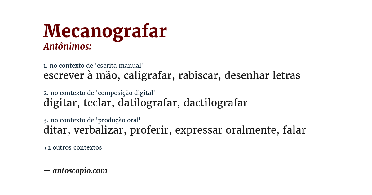 Antônimo de mecanografar