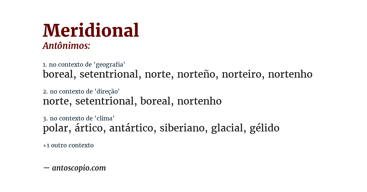 Antônimo de meridional