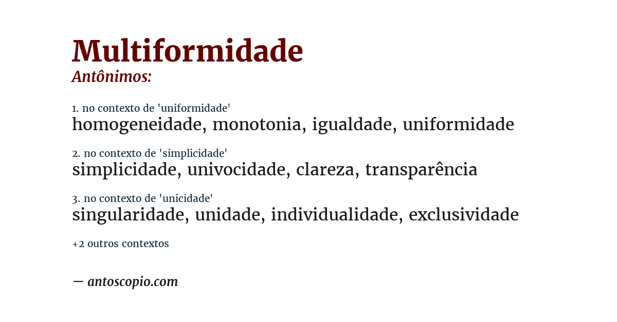 Antônimo de multiformidade