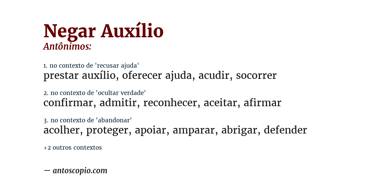 Antônimo de negar auxílio
