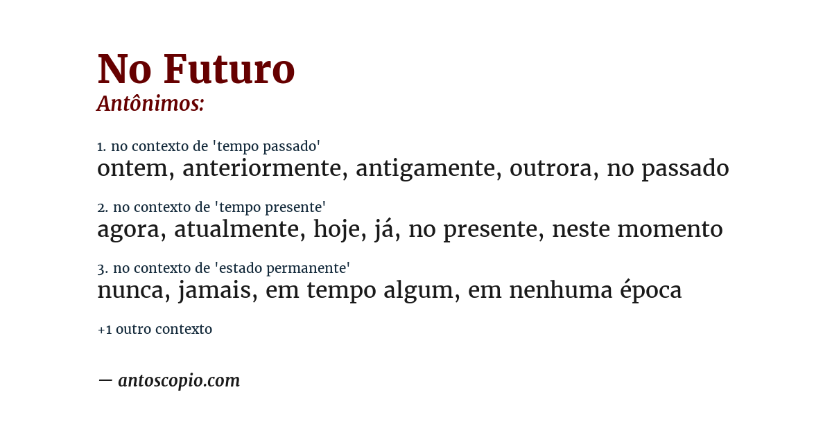 Antônimo de no futuro