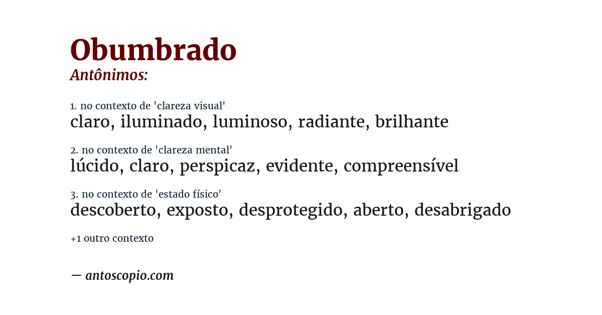 Antônimo de obumbrado
