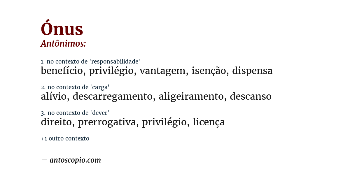 Antônimo de ónus