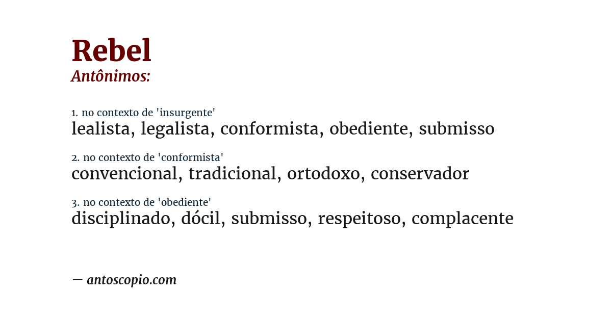 Antônimo de rebel