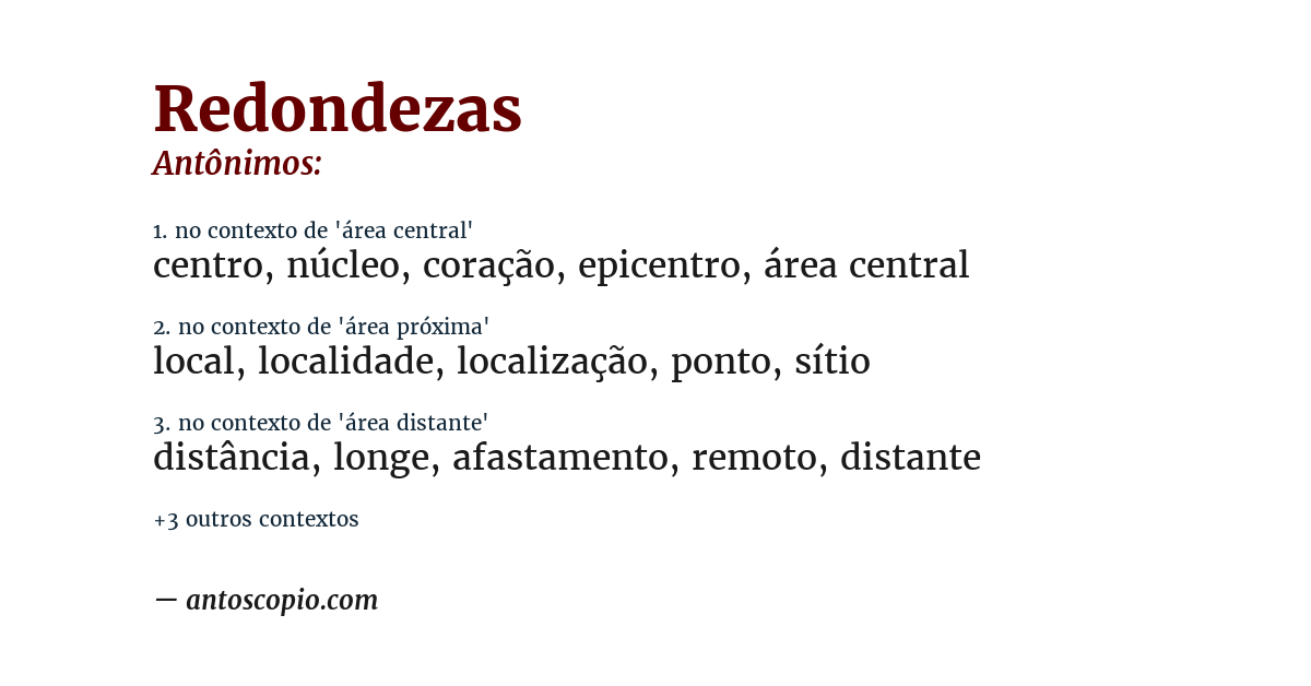 Antônimo de redondezas