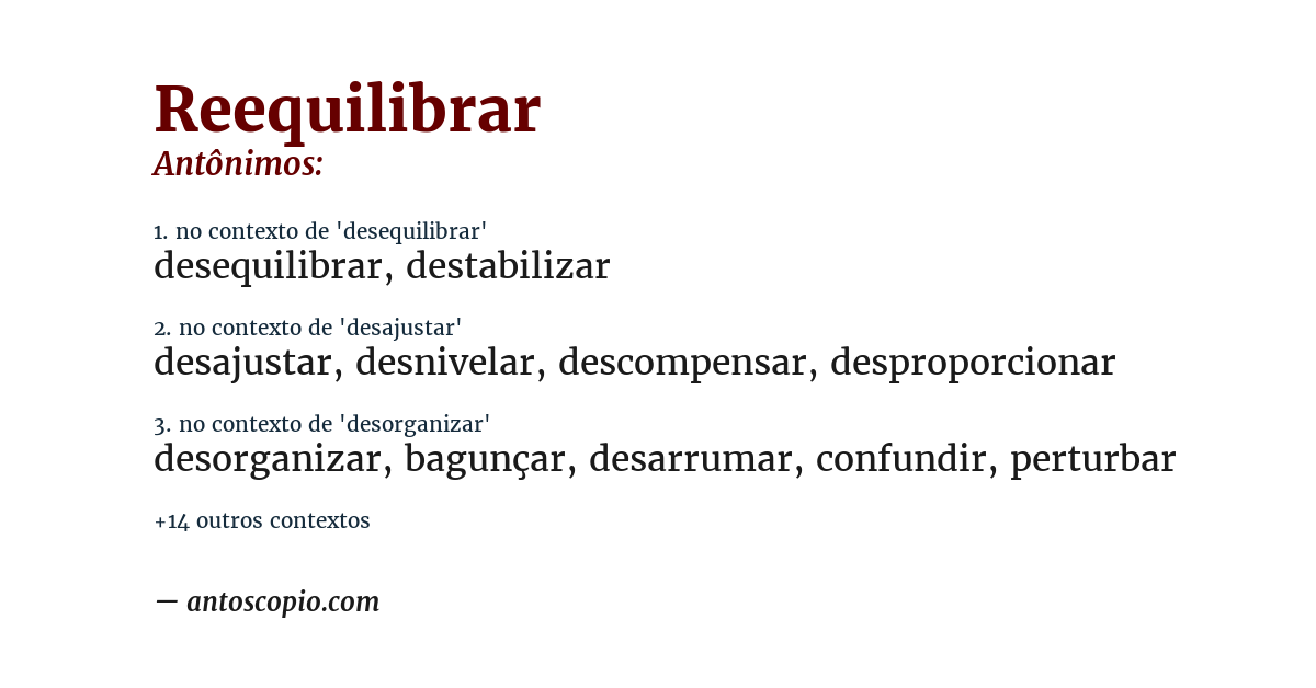 Antônimo de reequilibrar