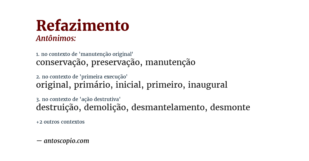 Antônimo de refazimento