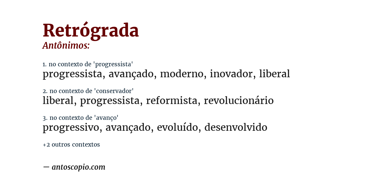 Antônimo de retrógrada