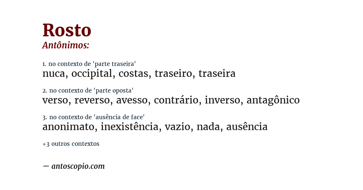 Antônimo de rosto