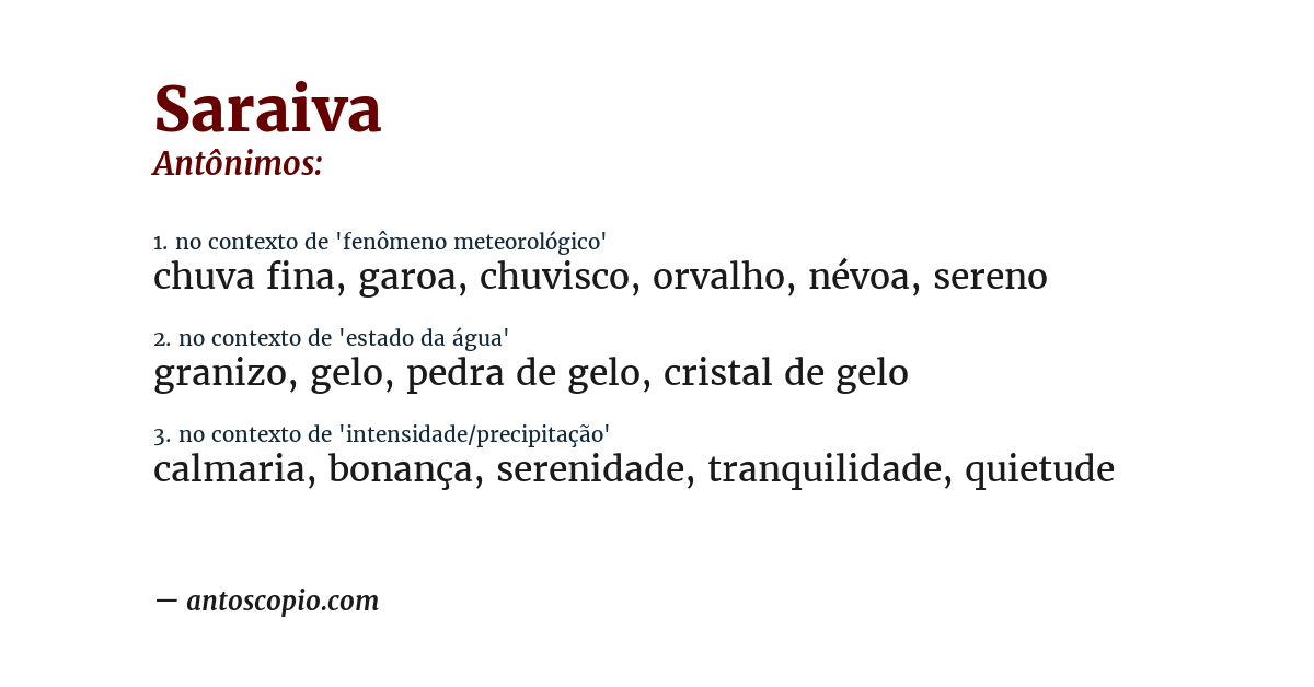 Antônimo de saraiva