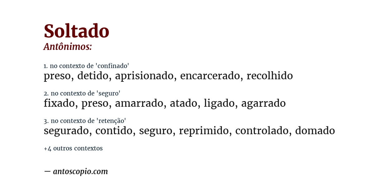 Antônimo de soltado