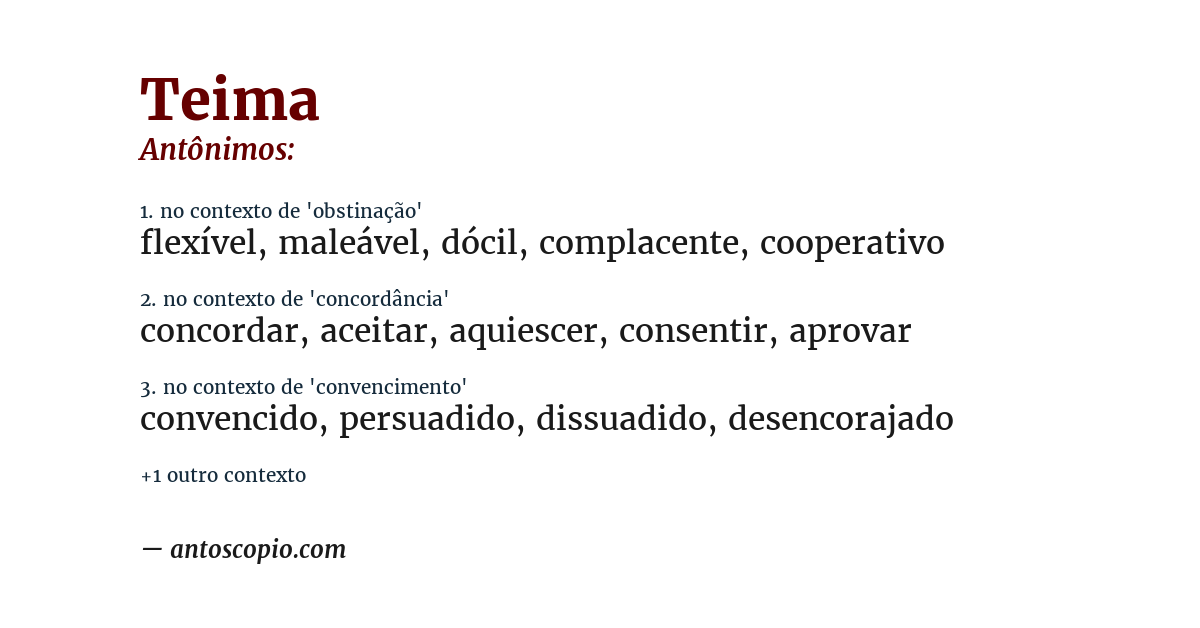 Antônimo de teima