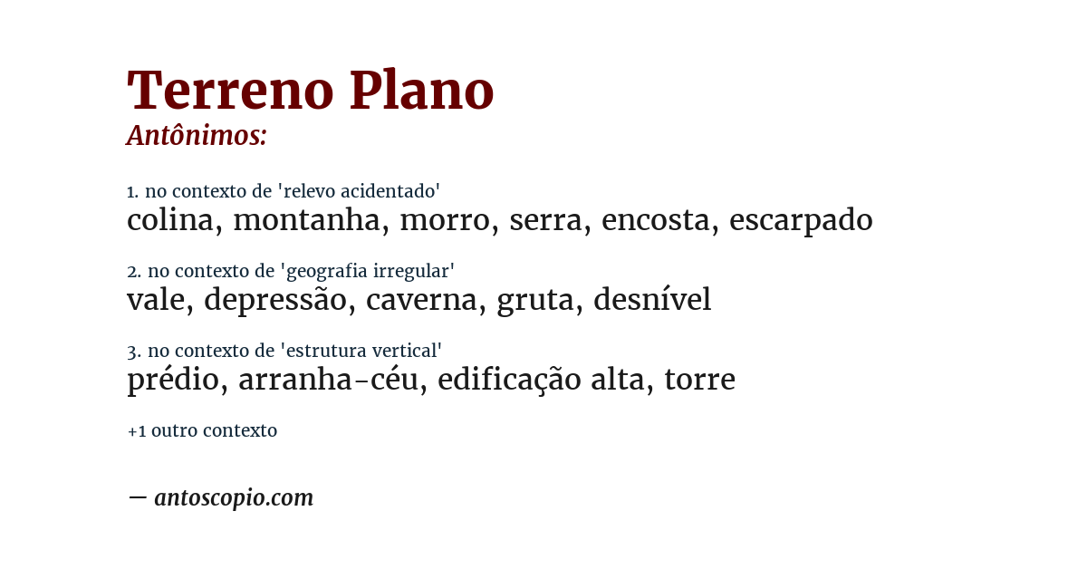 Antônimo de terreno plano