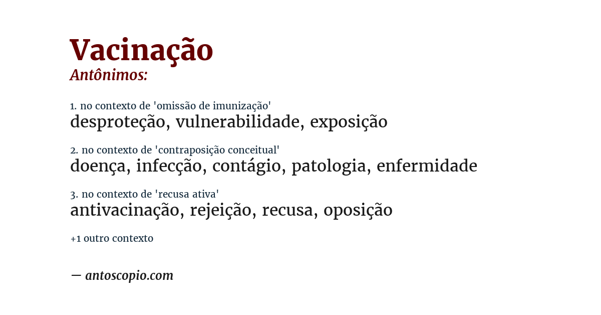 Antônimo de vacinação