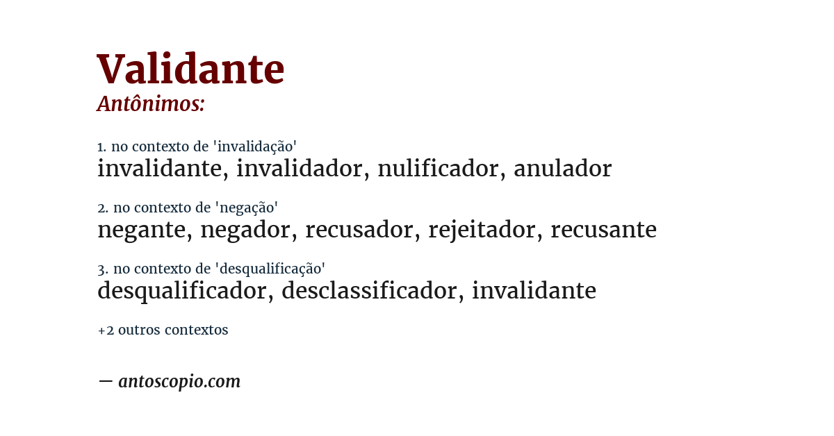 Antônimo de validante