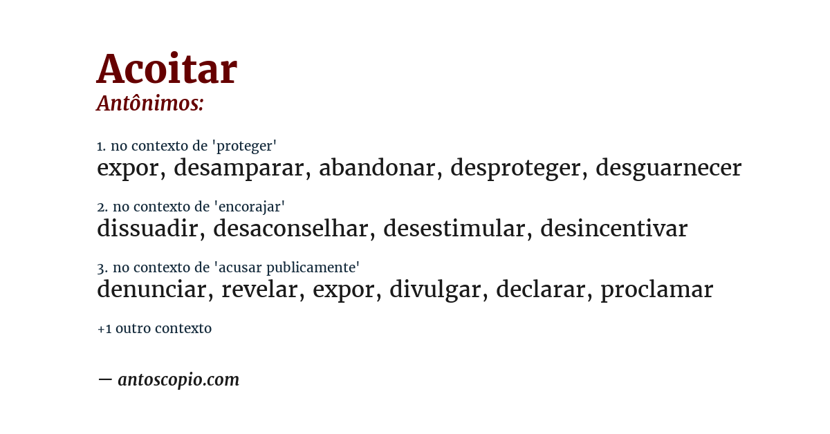 Antônimo de acoitar